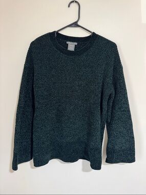 Matty M Plush Chenille Crewneck Sweater in Black